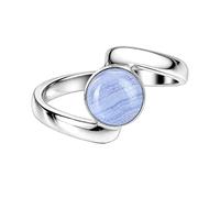 Meadows Blue Lace Agate 925 Sterling Silver Bypass Ring for Women Round Statement Ring Minimalist Handmade Jewelry Gift R-25AL_S 1/2