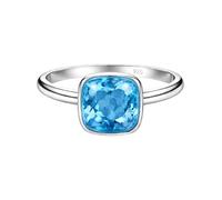 Meadows Blue Topaz Lab Grown Cushion Shape Gemstone 925 Sterling Silver Simple Boho Ring Handmade Jewelry R-1911AV_I