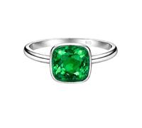 Meadows Emerald Lab Grown Cushion Shape Gemstone 925 Sterling Silver Simple Boho Ring Handmade Jewelry R-1911AX_S