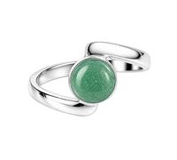 Meadows Green Aventurine 925 Sterling Silver Bypass Ring for Women Round Statement Ring Minimalist Handmade Jewelry Gift R-25AO_O 1/2
