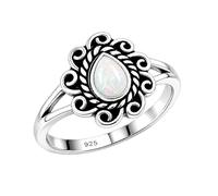 Meadows Ring in 925 Sterling Silver Handmade Vintage Pear Mother Of Pearl Cabochon Gemstone Ring for Women R-30AO_P 1/2