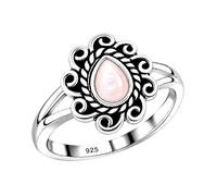 Meadows Ring in 925 Sterling Silver Handmade Vintage Pear Pink Mother Of Pearl Cabochon Gemstone Ring for Women R-30AAL_M 1/2