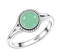 Meadows Sterling Silver Oval chrysoprase Ring for Women Vintage Boho Rope Border Statement Ring Earthy Handmade Jewelry R-1795ABA_L 1/2