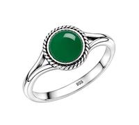 Meadows Sterling Silver Oval Green Onxy Ring for Women Vintage Boho Rope Border Statement Ring Earthy Handmade Jewelry R-1795AAM_Q