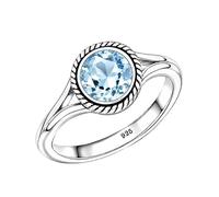 Meadows Sterling Silver Oval Sky Blue Topaz Ring for Women Vintage Boho Rope Border Statement Ring Earthy Handmade Jewelry R-1795ABN_W