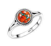 Meadows Sterling Silver Oval Spiney Osyster Turqouise Ring for Women Vintage Boho Rope Border Statement Ring Earthy Handmade Jewelry R-1795AAP_Z