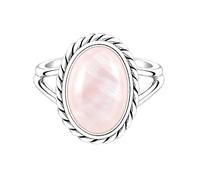 Meadows Sterling Silver Pink Mother of Pearl Oval Ring for Women Vintage Rope Border Statement Ring, Split Shank Gemstone Jewelry R-1879ABC_P 1/2