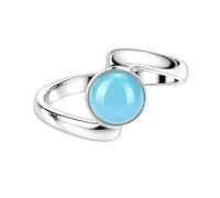 Meadows Sterling Silver Round Sky Blue Chacedony Gemstone Bypass Ring for Women, Minimalist Modern Statement Handmade Jewelry R-25AAD_Y 1/2