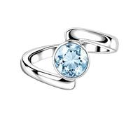Meadows Sterling Silver Round Sky Blue Topaz Gemstone Bypass Ring for Women, Minimalist Modern Statement Handmade Jewelry R-25ABL_N