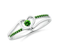 Meadows Womens Heart Promise Ring, 925 Sterling Silver Heart Cut Chrome Diopside Twisted Vine Engagement Ring for Women Size 9