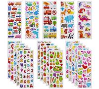 Meafeng 3D Stickers for Kids Toddlers Vivid Puffy Kids Stickers 24 Different Sheets Over 550, Coloured 3D Stickers for Boys Girls Teachers as Reward, Gift, Craft Scrapbooking