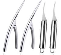 Meafeng 4-Piece Shrimp Deveining Tool Set - Stainless Steel Shrimp Deveiner & Peeler for Prawn Shell Cleaning