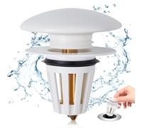 Meafeng Ceramic Sink Plug Replacement, Universal Bathroom Pop Up Bath Plugs, Wash Basin Plug Sink Strainer Drain Stopper, Bath Drainer Filter Plug for Drain Hole (34-40mm)