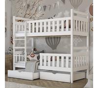 meaford wooden bunk bed without mattress in matt white