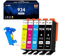 Meagiis 924 Ink Cartridges Compatible with HP 924 (Chipless, 5 Pack)