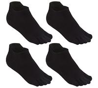 Meaiguo Toe Socks No Show Running Five Finger Socks for Men Women 3-4 Pack, Black A2, One size