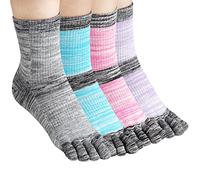 meaiguo Women's Toe socks For Running Five Finger Socks With Cotton Athletic, Grey,blue,pink,purple, 4.5-8 UK