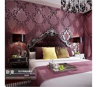 MEAIHOME European Style 3D Damask Pearl Powder Non-Woven Wall Paper Roll for Living Room Bedroom Hotel Bar Wallpaper Purple Red Non-Pasted 1.73' W x 32.8' L