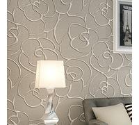 MEAIHOME Modern 3D Rose Pattern Flocking Deep Embossed Textured,Cream Gray | For Living Room,Bedroom,KTV,Hotels,Convenience Stores,Non-Pasted Wall paper Roll,Home Decoration 1.73'W x 32.8'L