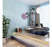 MEAIHOME Modern Fashion Classic Flocking Plain Striped Curve Non-Woven for Living Room Bedroom Non-Pasted Wallpaper Roll Light Blue 1.73' W x 32.8' L