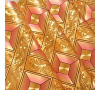 MEAIHOME Modern Minimalist Gold Foil Grid Flicker Thick Waterproof Wall Paper/Hotel Ceiling/Decorative/Bar/TV Background Wallpaper Roll Rose Gold Non-Pasted 1.73' W x 32.8' L