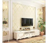 MEAIHOME Modern Simple 3D Non-Woven Flocking Diamond Lattice Pattern Wallpaper for Living Room Bedroom TV Background Beige Color Non-Pasted 1.73' W x 32.8' L