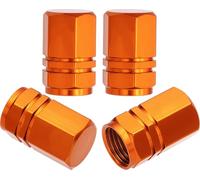 MEAJOO 4PCS Tire Valve Stem Caps, with Rubber O-Ring, Corrosion Resistant Leak-Proof, Aluminum Alloy Universal Wheel Valve Covers for Cars, SUV, Trucks, Bikes, Motorcycles, Bicycles(Orange)