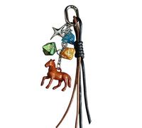 MEAKTSMI Distinctive 3D Dices and Horse Key Holder Lightweight Acrylic Weaving Rope Keychain Retro Pendant Bag Charm Accessory