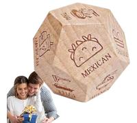 Meal Dice - Wooden Cube for Evening Duo | Twelve Sided Dice Choice Women Men Partners | Fun Game Decision Dinner for Home Kitchen Evening Travel Parties Ideas Creative Romantic Activities