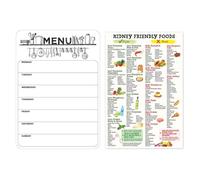 Meal Planner Board, A4 Meal Planner Magnetic for Fridge, Comes with a Kidney-Friendly Food Chart, for Menus, Meals, Memos, Suitable for Kitchen Offices