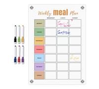 Meal Planner Magnetic - 29.7x21cm Acrylic, Weekly Board, Erasable Kitchen Pad | Perfect for Dish Prep Planning, Grocery Shopping Organization, Breakfast Lunch Dinner Coordination, Family Schedule