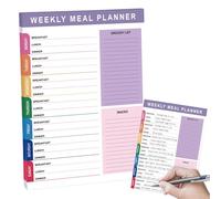 Meal Planner, Weekly Meal Planner - 60 Sheet Meal Planner with Detailed Grocery List,A5 Tearable Food Tracker Journal, Calorie Counter, Large