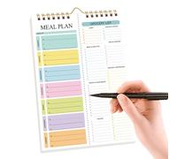 Meal Planning Notepad - 52 Sheets Spring-Bound Grocery List Food Planning Pad - Meal Planner and Grocery List - for Indoor Home Household Door