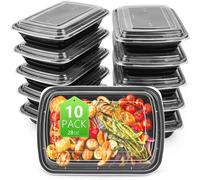 Meal Prep 1 Compartment BPA Free Reusable Meal Prep Containers - Plastic Food Storage Trays with Lids - Microwavable, Freezer and Dishwasher Safe - Stackable Bento Lunch Boxes (28 oz/820ML, 10 Pack)
