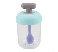 Meal prep jar with airtight screw lid and silicone seal for oats and grains, includes spoon, made from glass for safe storage of For milk and pudding (gray hand)