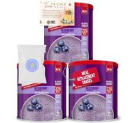 Meal Replacement with SlimFast Blueberry Meal Shake Powder 10 Servings 365g Pack of 3 Bundle with Fancy Labels Thank You Card | Healthy Shake for Balanced Diet Plan with Vitamins and Minerals