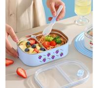 Meal Storage Container Made from 304 Stainless Steel with Two Compartments and Transport Safe Closure (White)