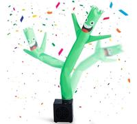 Mealivos Mini Wacky Waving Inflatable Tube Guy with Blower - Funny Desktop Decoration Mini Inflatable Tube Man White Elephant Gift for Office Home Party Store- Laugh Green