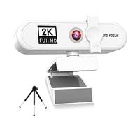 Mealoodiousmusea Computer Webcam Auto-focusing HD USB Online Adjustable PC Camera with Microphone Wired Replacement External Web Cam Camcorder White 2K