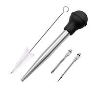 Mealoodiousmusea Stainless Turkey Baster Injector Needle Silicone Bulb for Basting Kitchen black