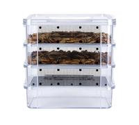Mealworm Breeding Box - 4 Layer PE Container With Mesh Filter | Clear Habitat Kit | Waste Separation Tray | High Capacity Rearing System For Reptile Chicken Lizard Spider Frog Feed