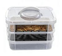 Mealworm Breeding Box, Clear, Fine Mesh Feeding Habitat, Mealworm Breeding Station, for Birds, Reptiles, Amphibians, Small Mammals such as Sugar Gliders
