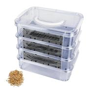 Mealworm Breeding Container | 4-Layer Mesh Breeding Bin Kit - Mealworm Farm Container with Handle | for Sugar Glider Reptile Bird Chicken Lizard Bearded Dragon Frog