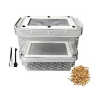 Mealworm Breeding Container - Odor Proof Silkworms Poop Filtering Case | Transparent Design Mealworm Nesting Box With Tweezer And Brush For Sugar Glider Chicken Lizard Frog Tortoise