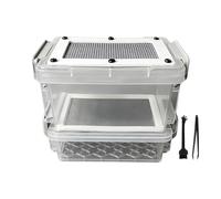 Mealworm Breeding Container - PE 11 x 9.5 x 7 cm | Anti-Moisture Silkworm Enclosure with Tweezer and Cleaning Brush, Mealworm Keeper Box for Reptiles, Lizards, Tortoises, Amphibians and Small Pets
