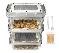 Mealworm Breeding Kit - 3 Layer Silkworm Feeder Bin, Professional Grade Stackable Colony Sifter & Breeder Box with Humidity Ventilation for Pet Parents, Hobbyists and School Classrooms