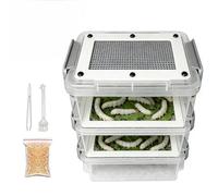 Mealworm Breeding Kit, 3-Tier Transparent Mealworm Beetle Breeding Box with Stainless Steel Mesh Screen, Durable ABS Mealworm Growing Habitat Hatchery Cage for Educational Kids, Reptile Feeders (A)