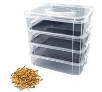 Mealworm Breeding Kit,Prevent Escape Mealworms Keeper,Four-Layer High Capacity Mealworm Farm,To Breed Live Mealworms for Sugar Gliders,Reptiles,Birds,Chickens,Lizards,Bearded Dragon,Frogs,Tortoises