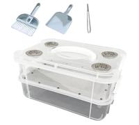 Mealworm Breeding Kit, Transparent Corn Worm Feeding Bins with Mesh to Breed Live Mealworms for Bearded Dragon Birds Chickens Frogs Lizards Reptiles Sugar Gliders (B-Fine Mesh)