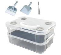 Mealworm Breeding Kit, Transparent Corn Worm Feeding Bins with Mesh to Breed Live Mealworms for Bearded Dragon Birds Chickens Frogs Lizards Reptiles Sugar Gliders (A-Coarse Mesh)